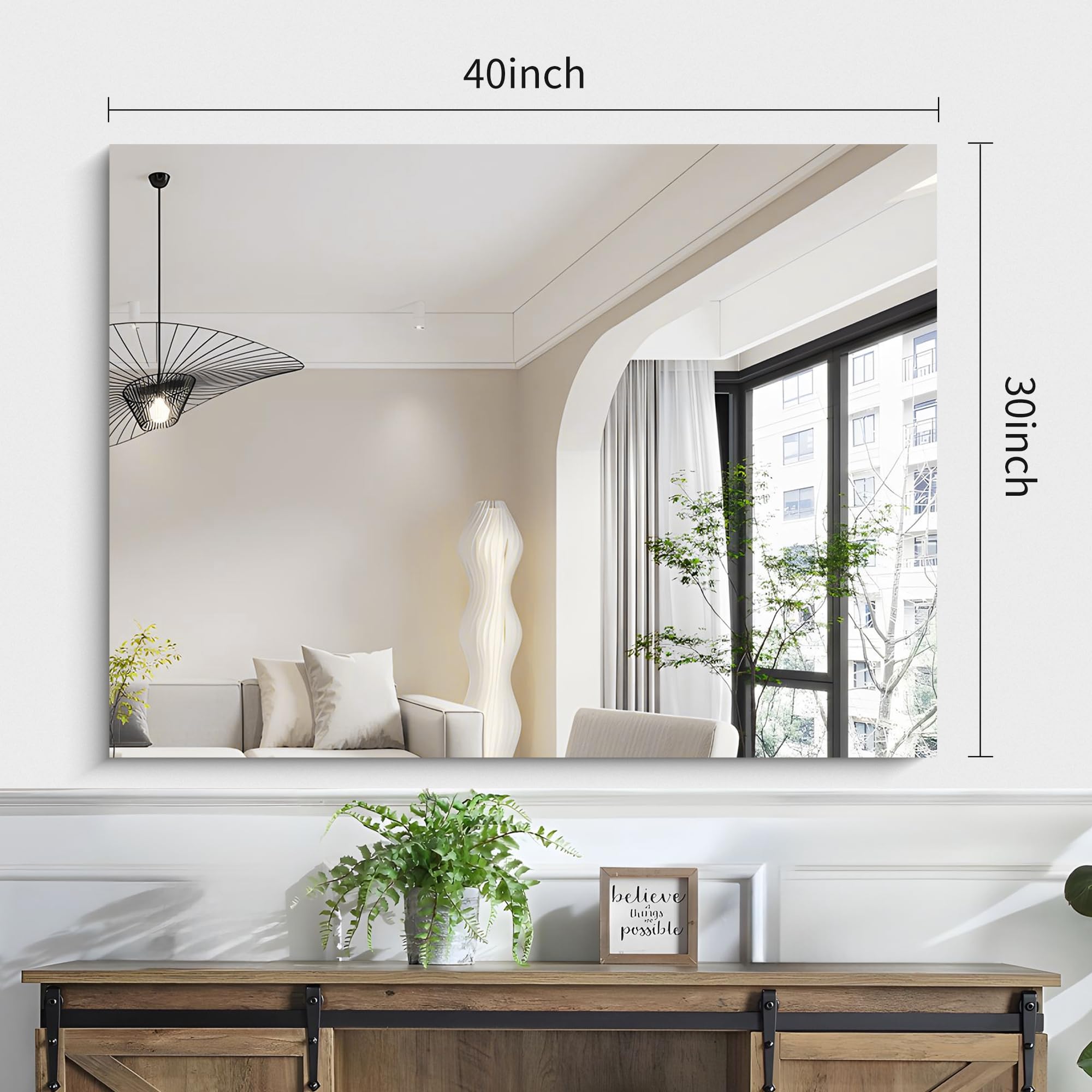 Frameless Mirror,  Bathroom Mirror for Over Sink, Unframed Vanity Mirror