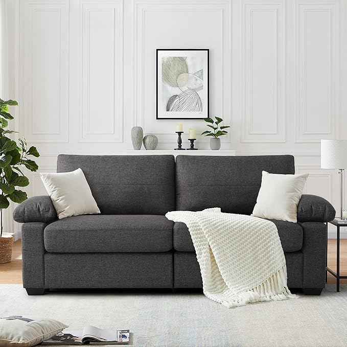 Couch for Living Room,3 Seater Sofa,Linen Fabric Deep Seat Couches with Upholstered