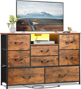 Dresser TV Stand with 8 Drawers, Dresser TV Stand with LED Lights