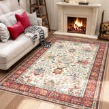Red 5x7 Area Rugs for Living Room, Washable Rugs for Bedroom Non Slip