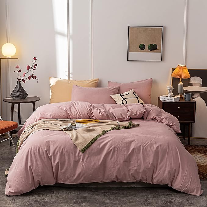 Cotton Duvet Cover King Ultra Soft 100% Cotton Solid Color Coffee Duvet Cover Set with