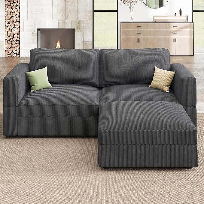 Modular Sectional Couch with Storage Corduroy Sectional Sofa
