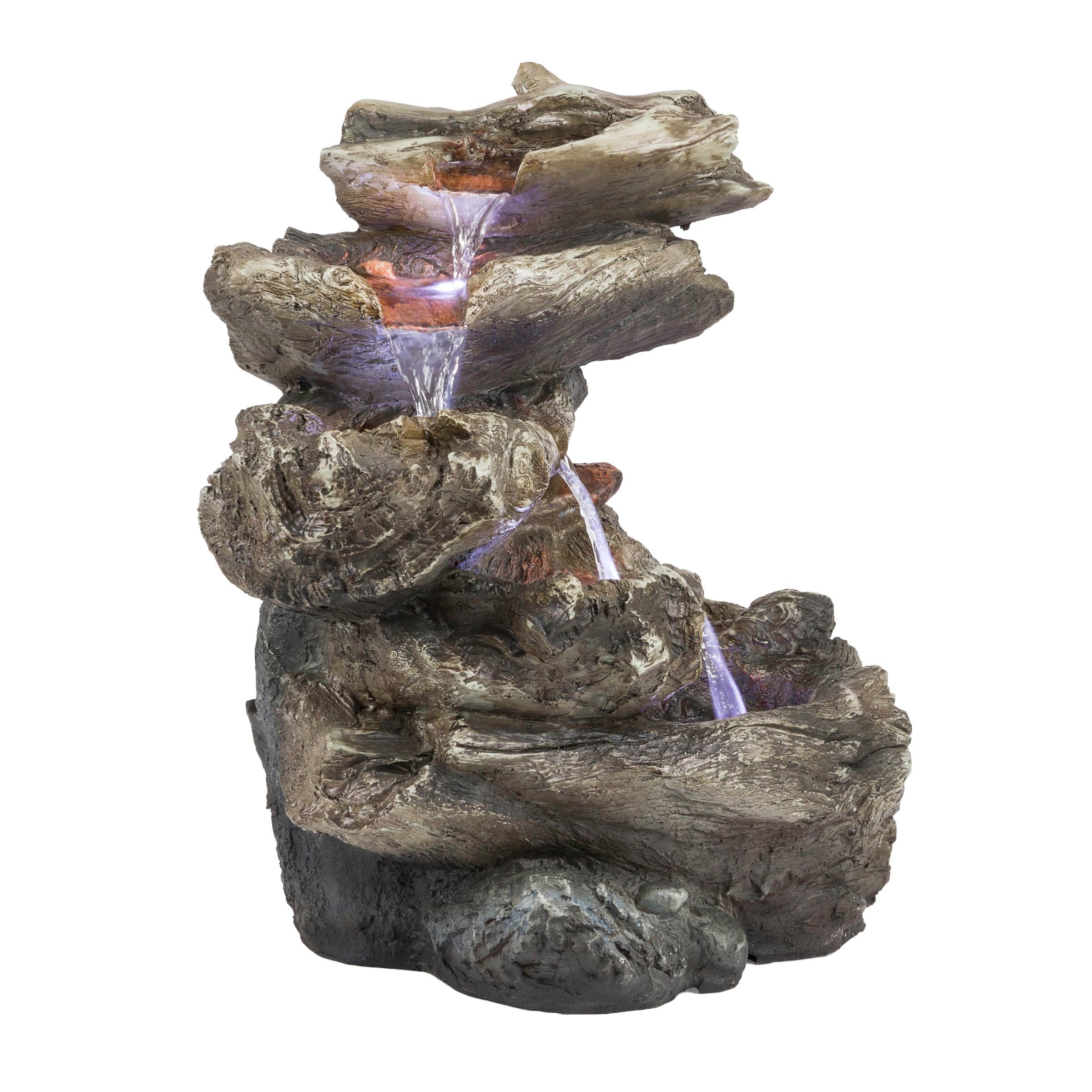 WIN1087 Indoor/Outdoor Floor Waterfall Fountain with LED Lights, 5-Tiered Rainforest