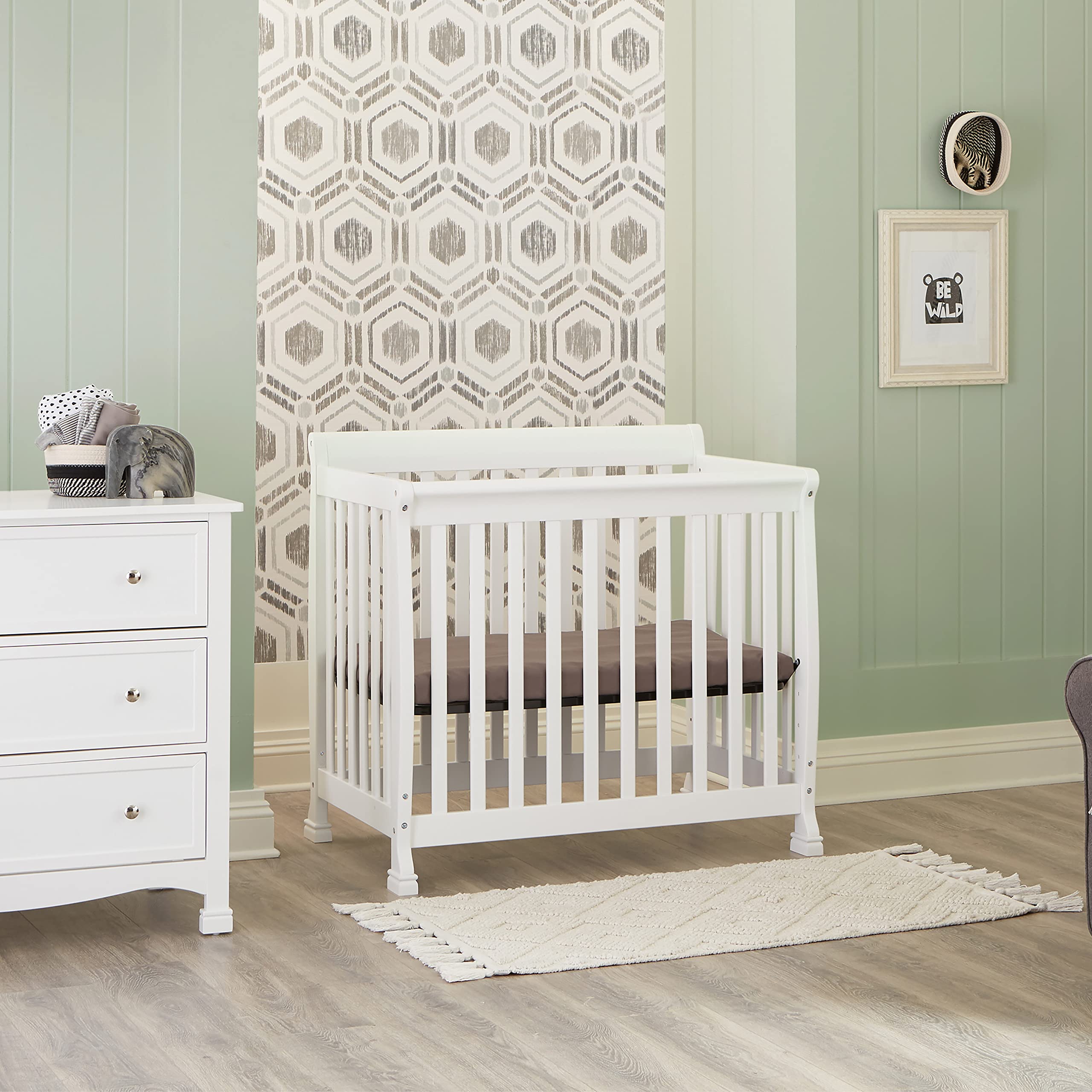 Kalani 4-in-1 Convertible Mini Crib in White | Greenguard Gold Certified