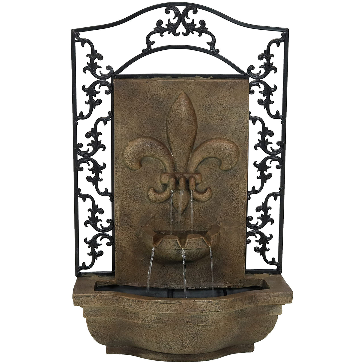Lily 33-Inch Polystone Outdoor Wall Water Fountain - Electric Submersible Pump