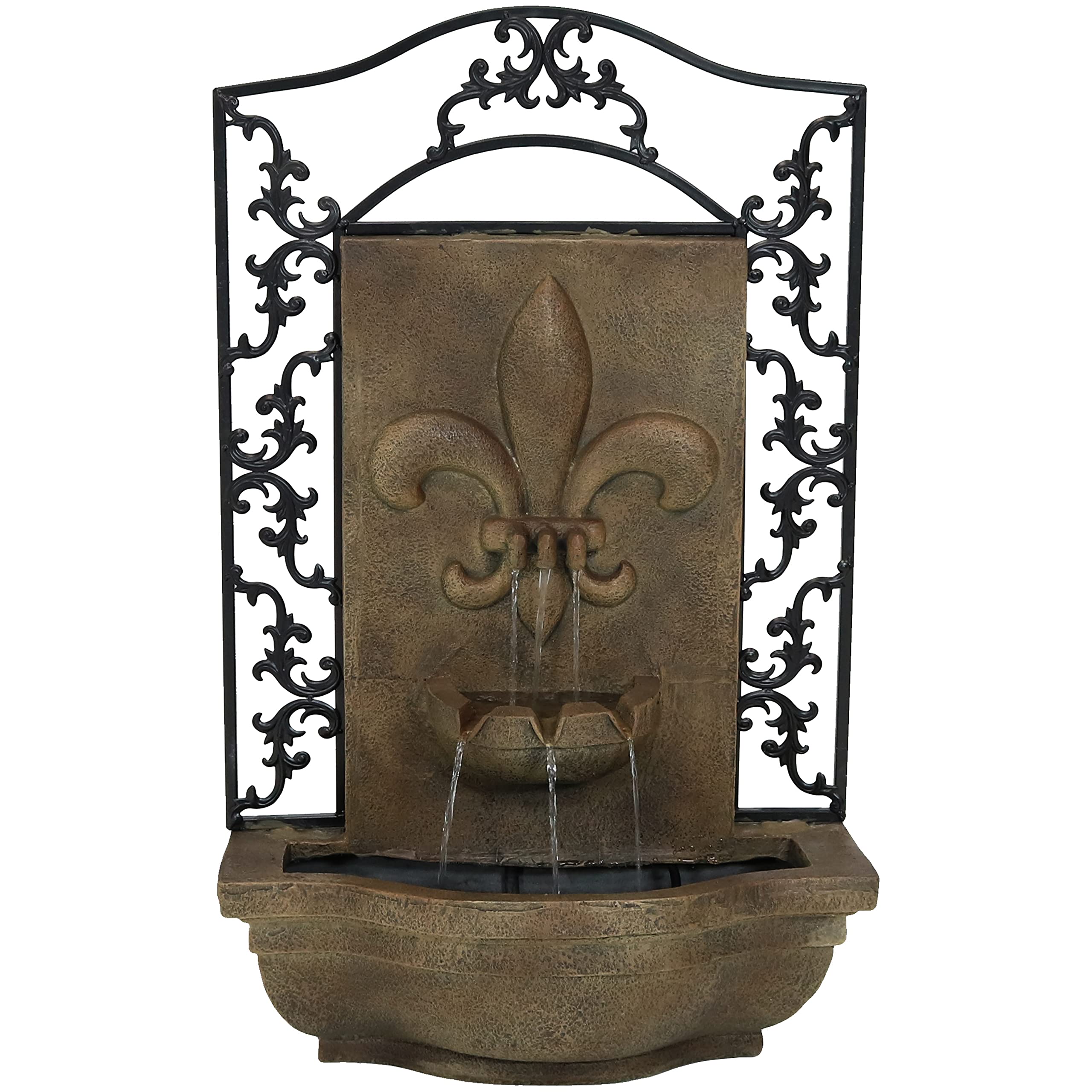 Lily 33-Inch Polystone Outdoor Wall Water Fountain - Electric Submersible Pump