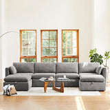 Terracotta 6-Seat U-Shaped Modular Sofa Set, Extra Large Sectional Couch with Reversible aise, 146 inch Width, Sofa