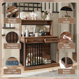 Modern Dog Crate Furniture with Charging Station - 38 Inch