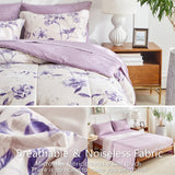 7-Piece Queen Size Bed in a Bag Comforter Set - Lilac Purple Floral Ensemble