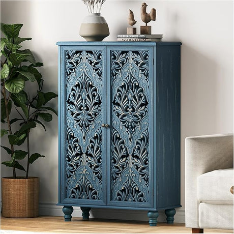 Accent Cabinet with Doors,Storage Cabinet with Gold Legs,Decorative Cabinet