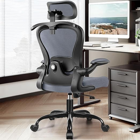 Office Chair, Ergonomic Office Chair with 3D Lumbar Support 3D Headrest, Comfy High