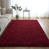 Super Soft Shaggy Rugs Fluffy Carpets, 6x9 ft, Burgundy Red Area Rug