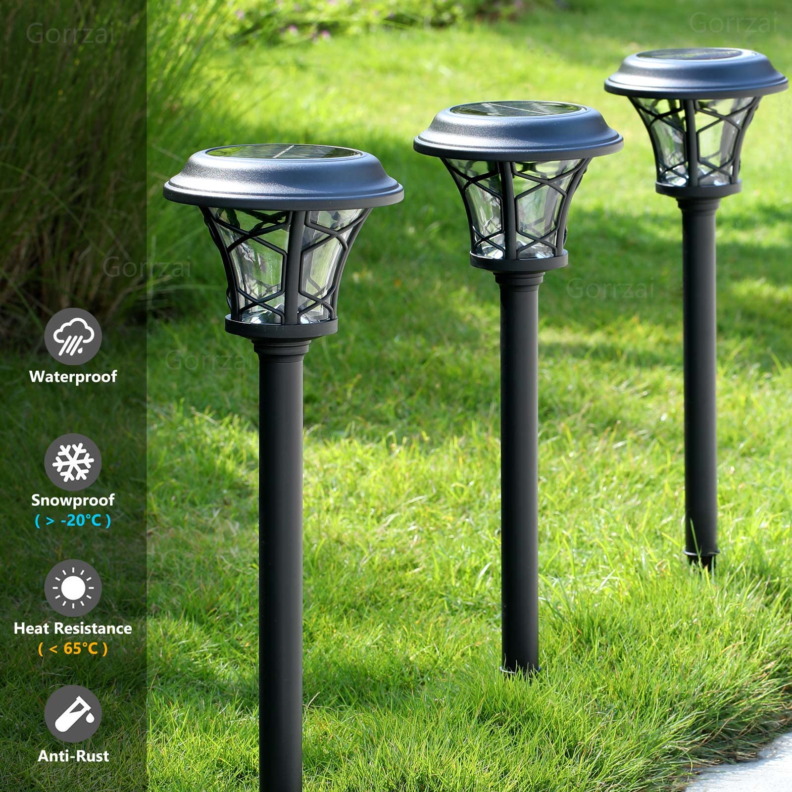 Solar Pathway Lights Outdoor 6 Pack Glass Stainless Steel Driveway Lights