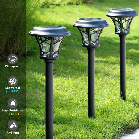 Solar Pathway Lights Outdoor 6 Pack Glass Stainless Steel Driveway Lights