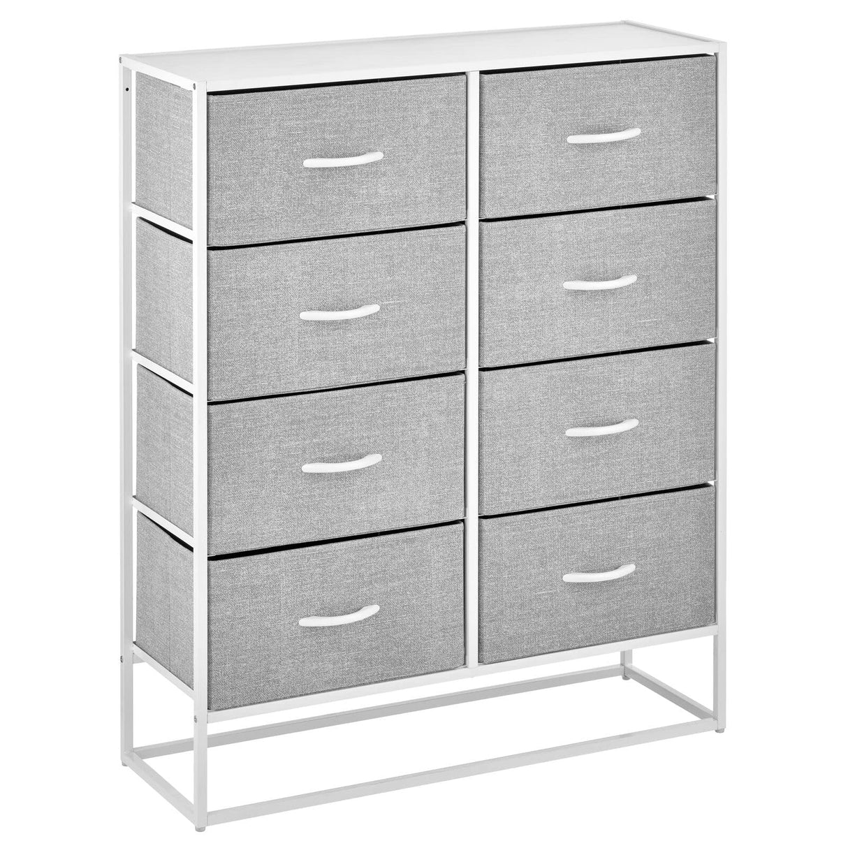 Wide Modern 8-Drawer Dresser Storage Unit, Sturdy Steel Frame, Wood Top,