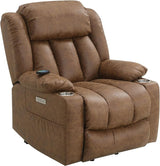 Omarion Faux Leather Power Recliner with Lift/Heating and Massage in Brown