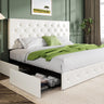 Upholstered Queen Size Platform Bed Frame with 4 Storage Drawers