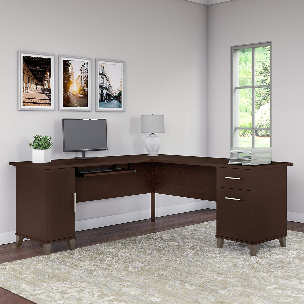 Somerset 72W L Shaped Desk with Storage in,