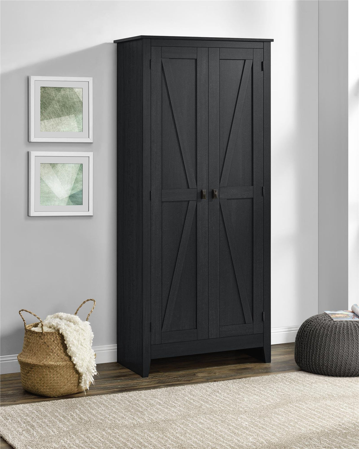 Evolution Farmington 31.5" Wide Storage Cabinet, Black Oak