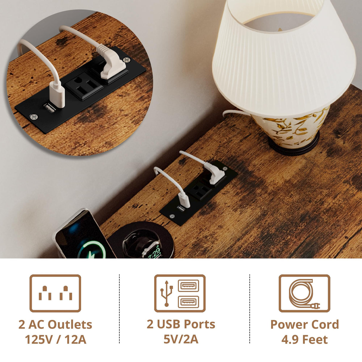 Dog Crate Furniture for Small Dogs with Charging Station