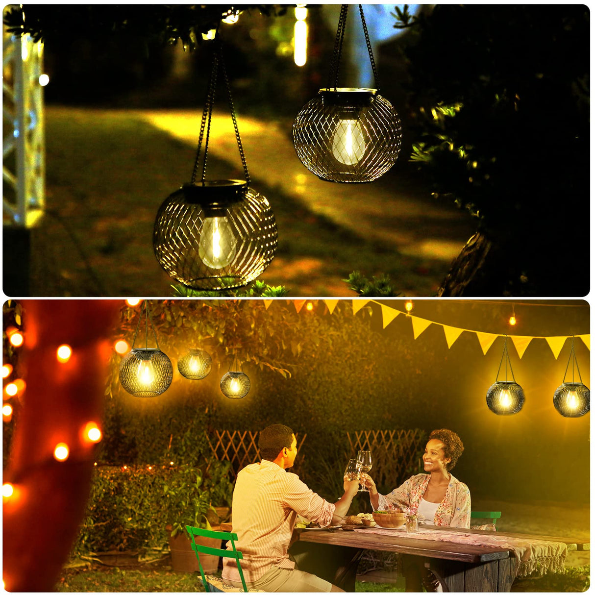 Solar Lantern Outdoor, Upgraded Hanging Lights Outdoor Garden Metal Lanterns Decorative