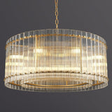 37" Modern Gold Round Chandelier,2-Tier 8-Light Water Ripple Crystal Glass Chandelier