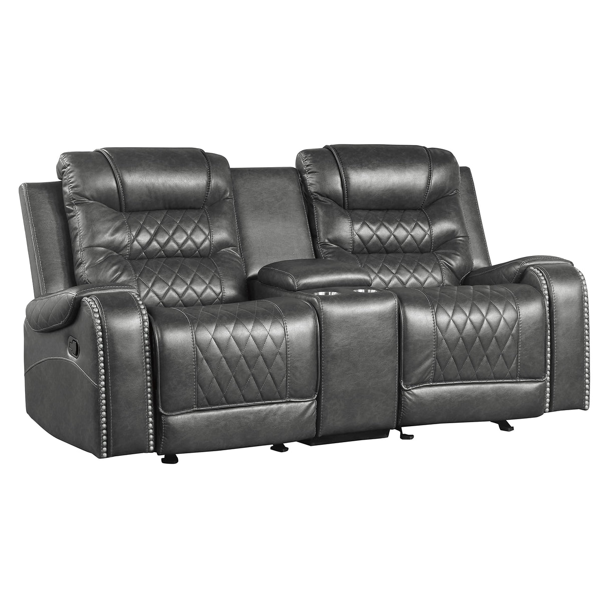 Derringer Wall Hugger Manual Double Glider Reclining Loveseat, Gray