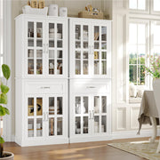 71'' Kitchen Pantry Cabinet, Tall Kitchen Cabinet Pantry Cabinet with Glass Doors