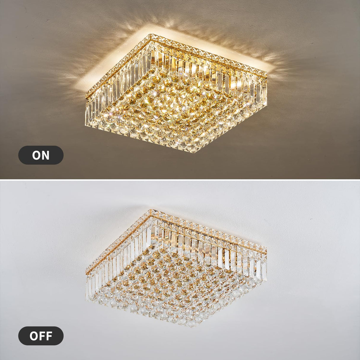 Lights Gold Crystal Flush Mount Ceiling Light Fixtures,Elegant Crystal Chandelier Pendant