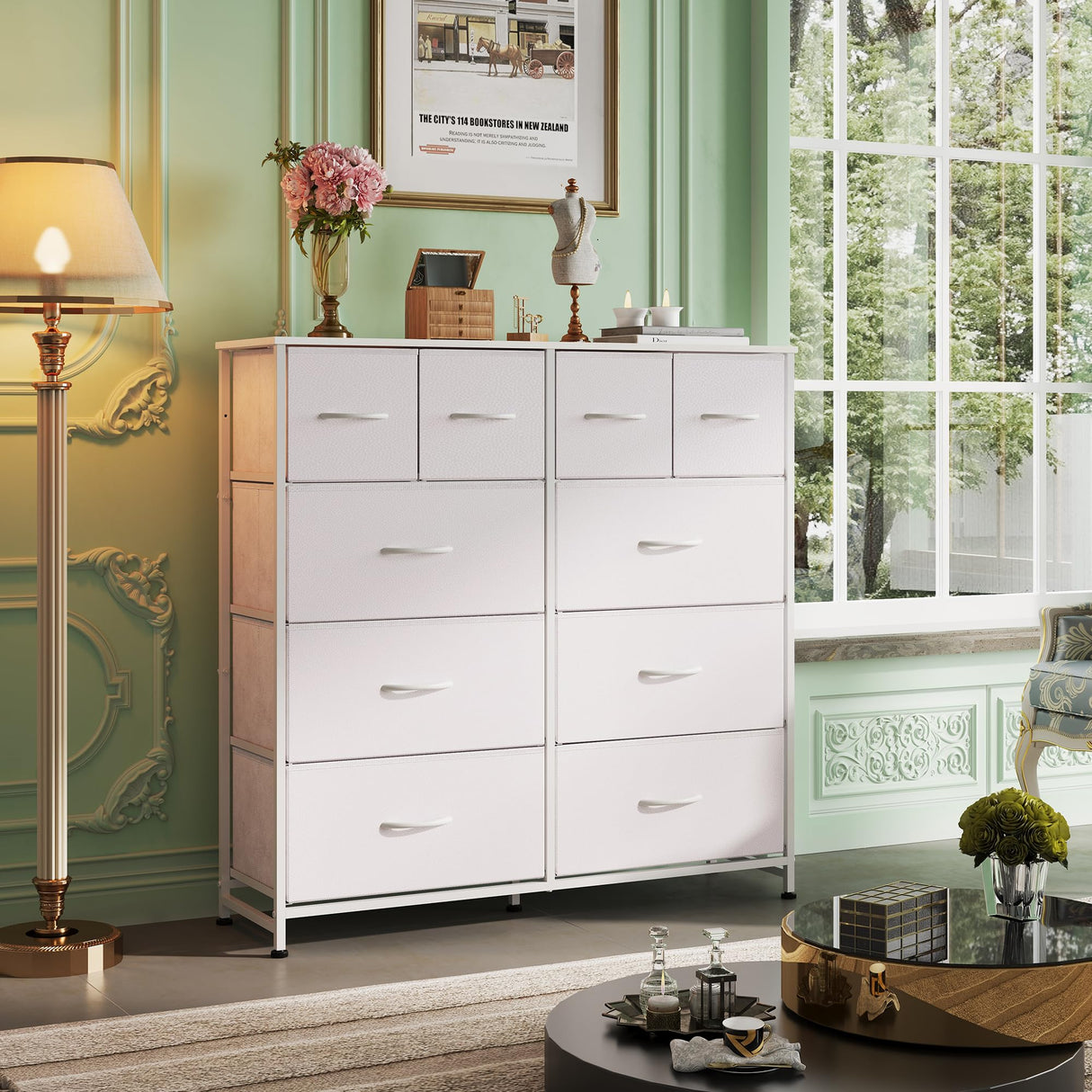 White Dresser for Bedroom with 10 Drawers, Tall Chest of Drawers for Bedroom, Storage