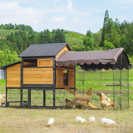 Chicken Run, Wooden Large Chicken Coop, Combinable Design with Perches & Doors