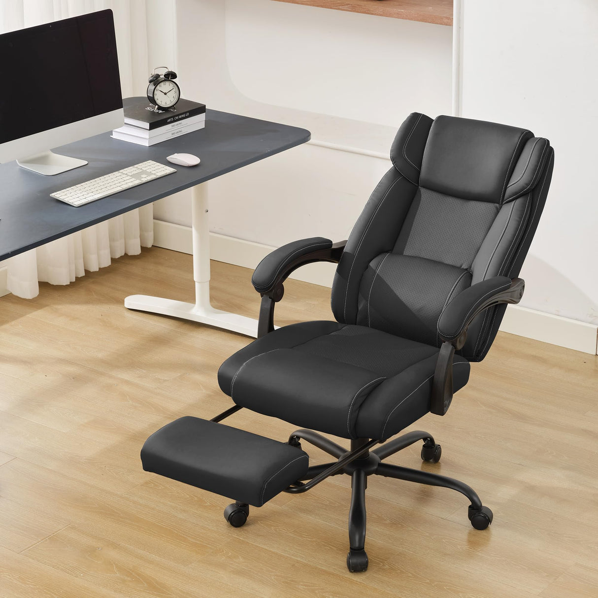 Executive Office Chair with Footrest,90-155°Adjustable Reclining Office Chair,