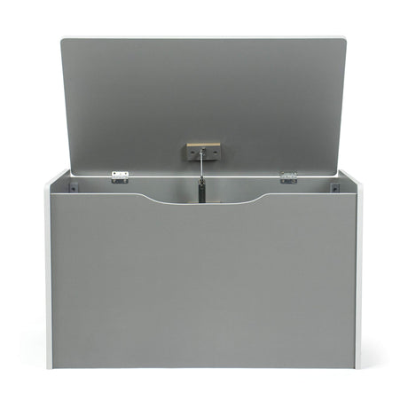 Toy Box with Hinged Lid, Grey/White