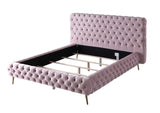 Demeter Velvet Platform Cali King Bed in Pink