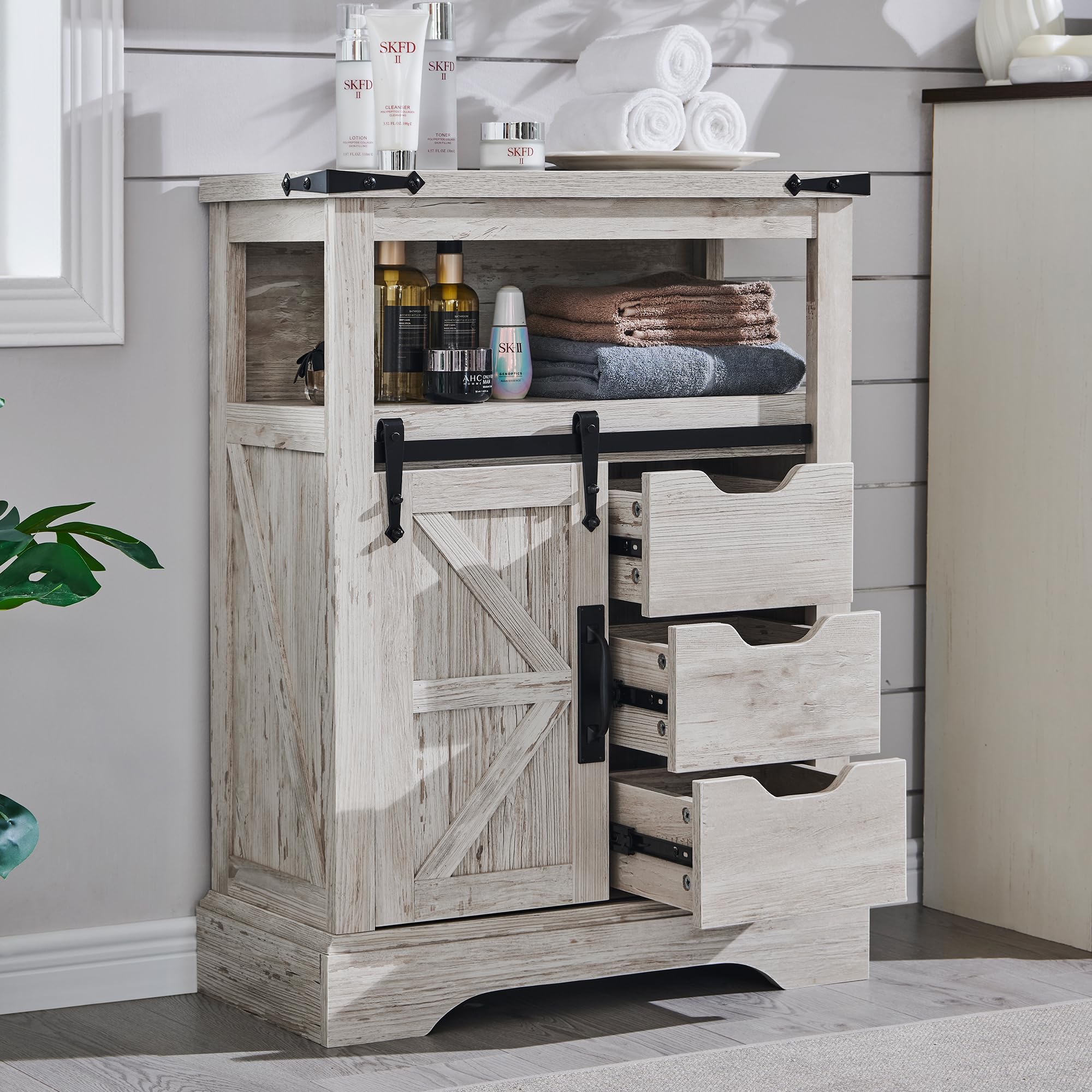 Bathroom Floor Cabinet, Farmhouse Small Storage Cabinet