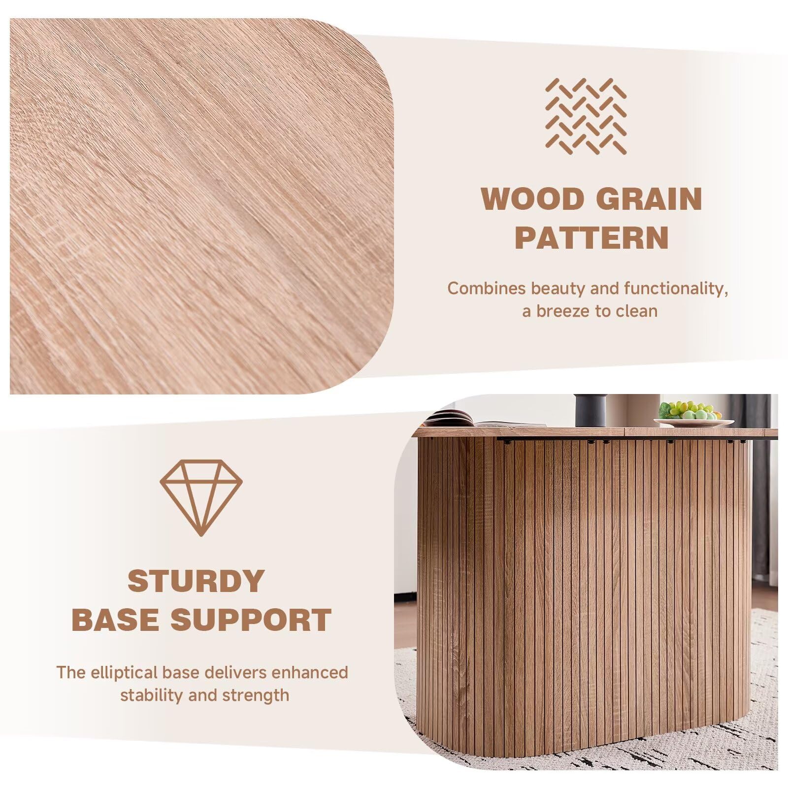 63" Farmhouse Dining Table for 4-6 People with Pedestal Base