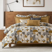 King Comforter Set - Jacquard Scandinavian Geometric Oversized 9 Piece Gold