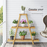 Plant Stand For Indoor Outdoor Tiered Plant Shelf 3 Tier 8 Potted Bamboo