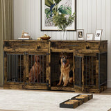 72" Double Dog Crate Furniture with Storage Drawers