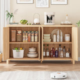 Buffet Cabinet with Storage, Fluted Sideboard Wood Accent Cabinet with Doors