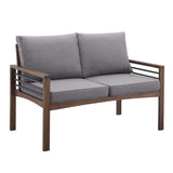 2 Person Outdoor Patio Modern Wood and Metal Loveseat with Washable Cushions