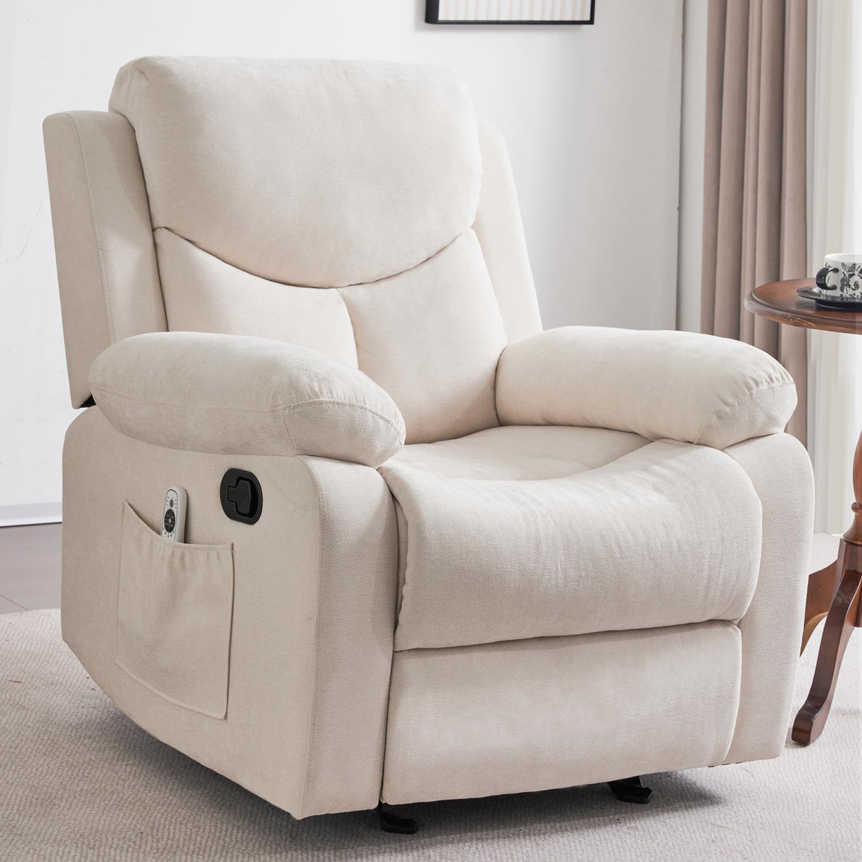 Manual Rocker Recliner Massage Chair for Adults,Overstuffed Glider Rocking Recliner Fabric