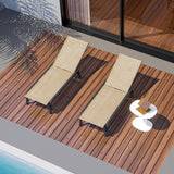 Patio Chaise Lounge Set of 2 with 5 Adjustable Backrest, Foldable Aluminum Chaise Lounge Chair Recliner