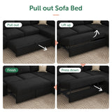 Modular Sectional Sleeper Sofa Bed, Velvet Sectional Couch with Pullout Bed U Shaped