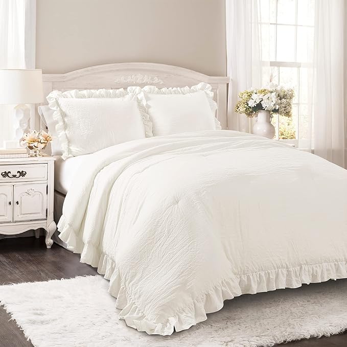 Reyna Ruffle Comforter Set - 3 Piece Cozy Ruffled Bedding Set - Timeless Elegance and Comfort