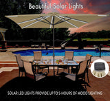 Rectangular Patio Umbrella 10 ft Heavy Duty Outdoor Rectangle Patio Table With Solar Lights,