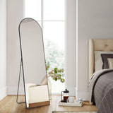 Arched Full Length Mirror 64"x21" Full Body Floor Mirror Standing Hanging or Leaning Wall, Arch Wall Mirror with Stand Aluminum Alloy Thin Frame for Bedroom Cloakroom