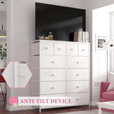 White Dresser for Bedroom with 12 Drawers Dressers & Chest of Drawers with Wood Top