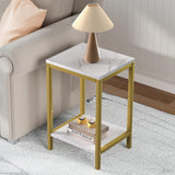 White Faux Marble End Table and White Coffee Table