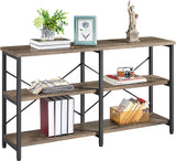 55 Inch Console Table, Industrial Entryway Table with 3-Tier Storage Shelves